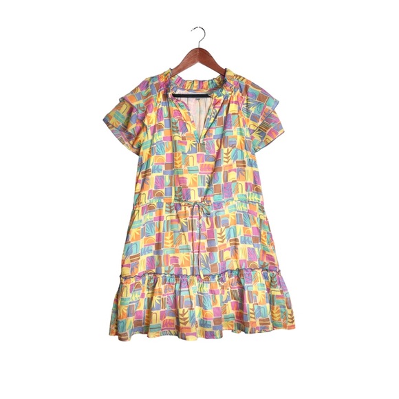 Olivia James The Label Tinsley Tiered Ruffle Hem Mini Dress In South Beach Multi - Picture 4 of 9